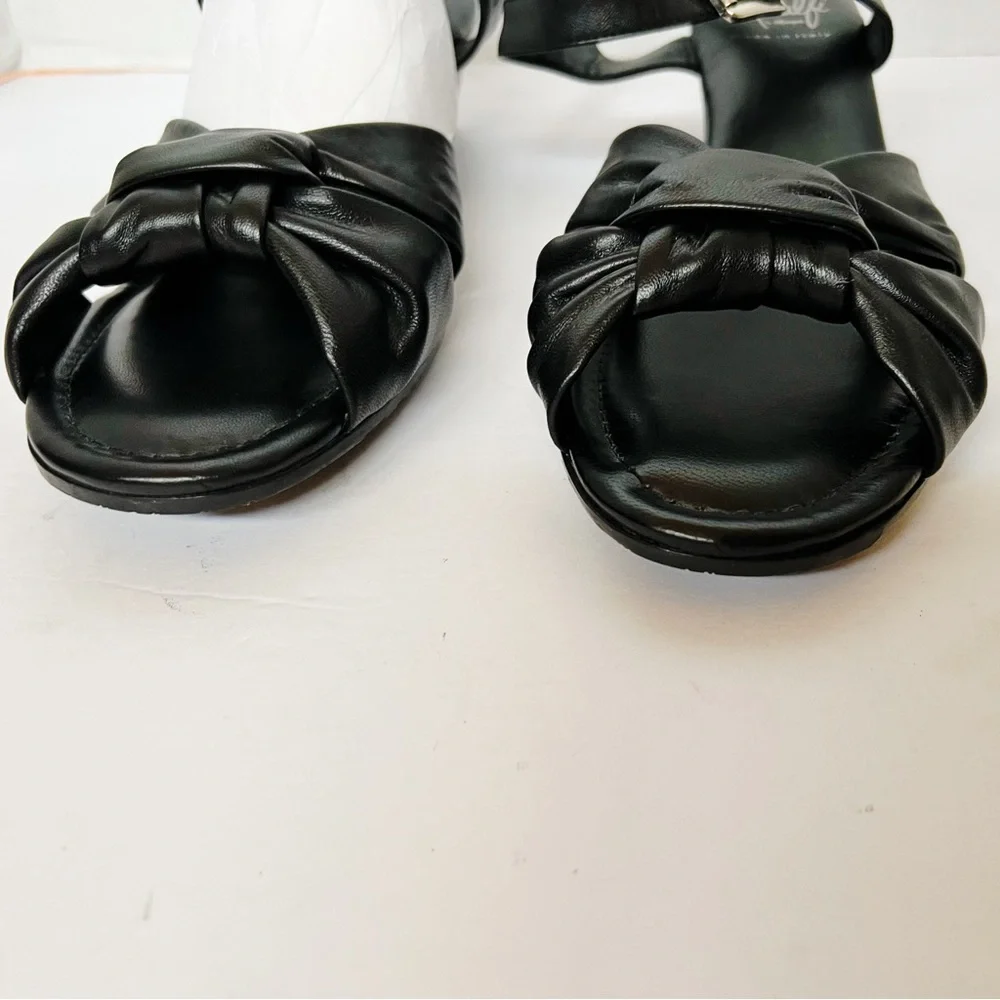 Amalfi by Rangoni Mandy Tortora leather Open Toe Low Ankle Strap Wedge Sandals